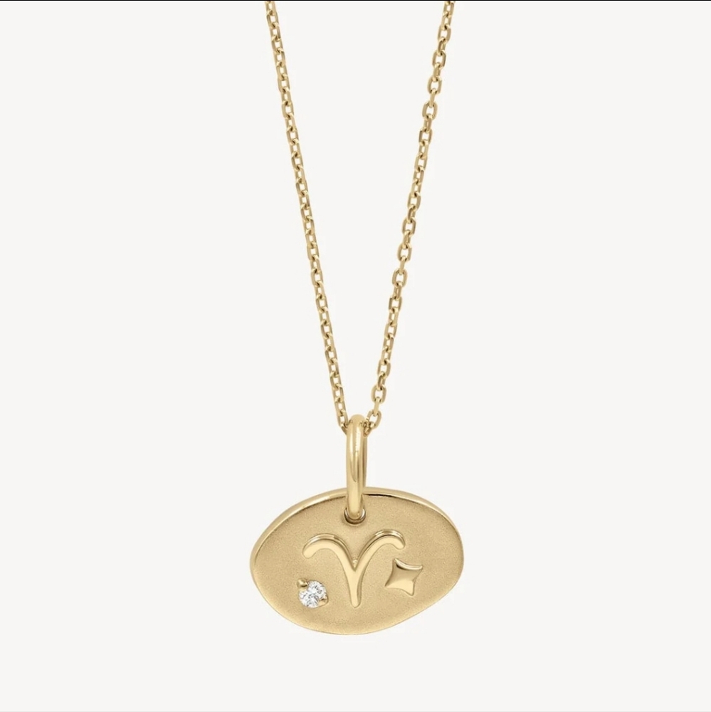 ARIES 14k Yellow  gold Zodiac Pendant / AUDRY ROSE